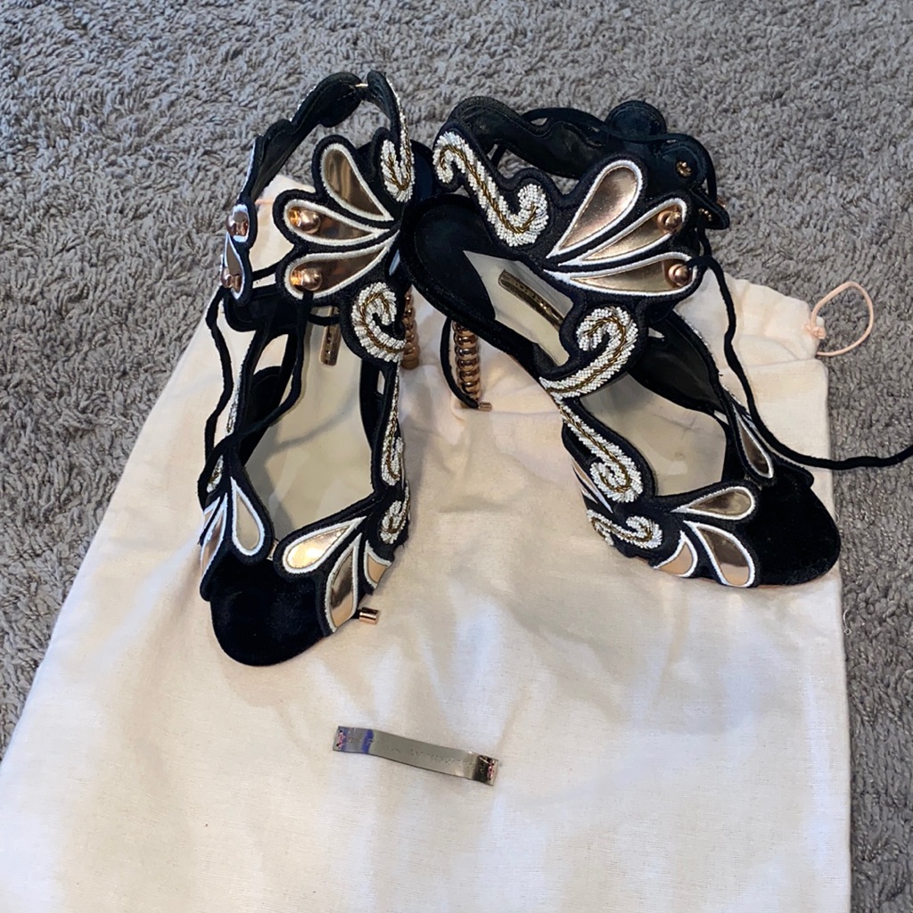 Sophia Webster Black And Gold Heels